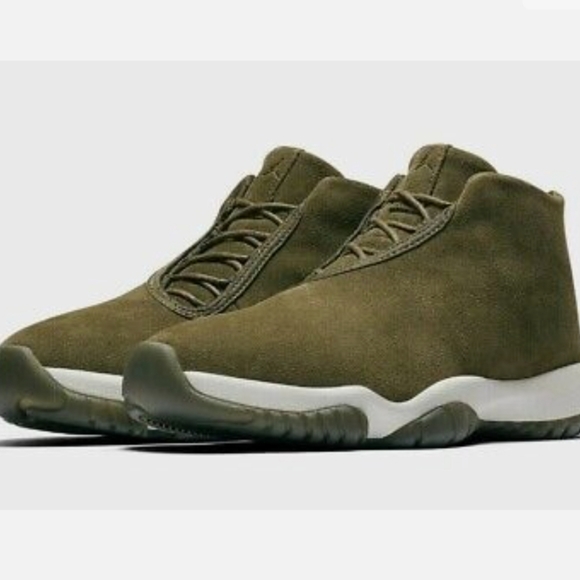 AIR JORDAN FUTURE OLIVE CANVAS SHOES, women's size